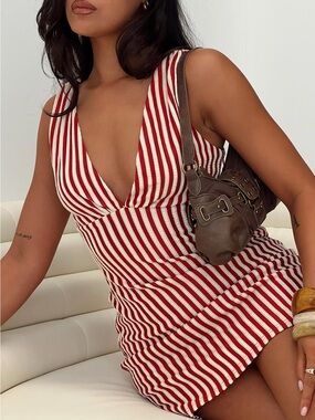 Princess Polly Red & White Striped Tank dress